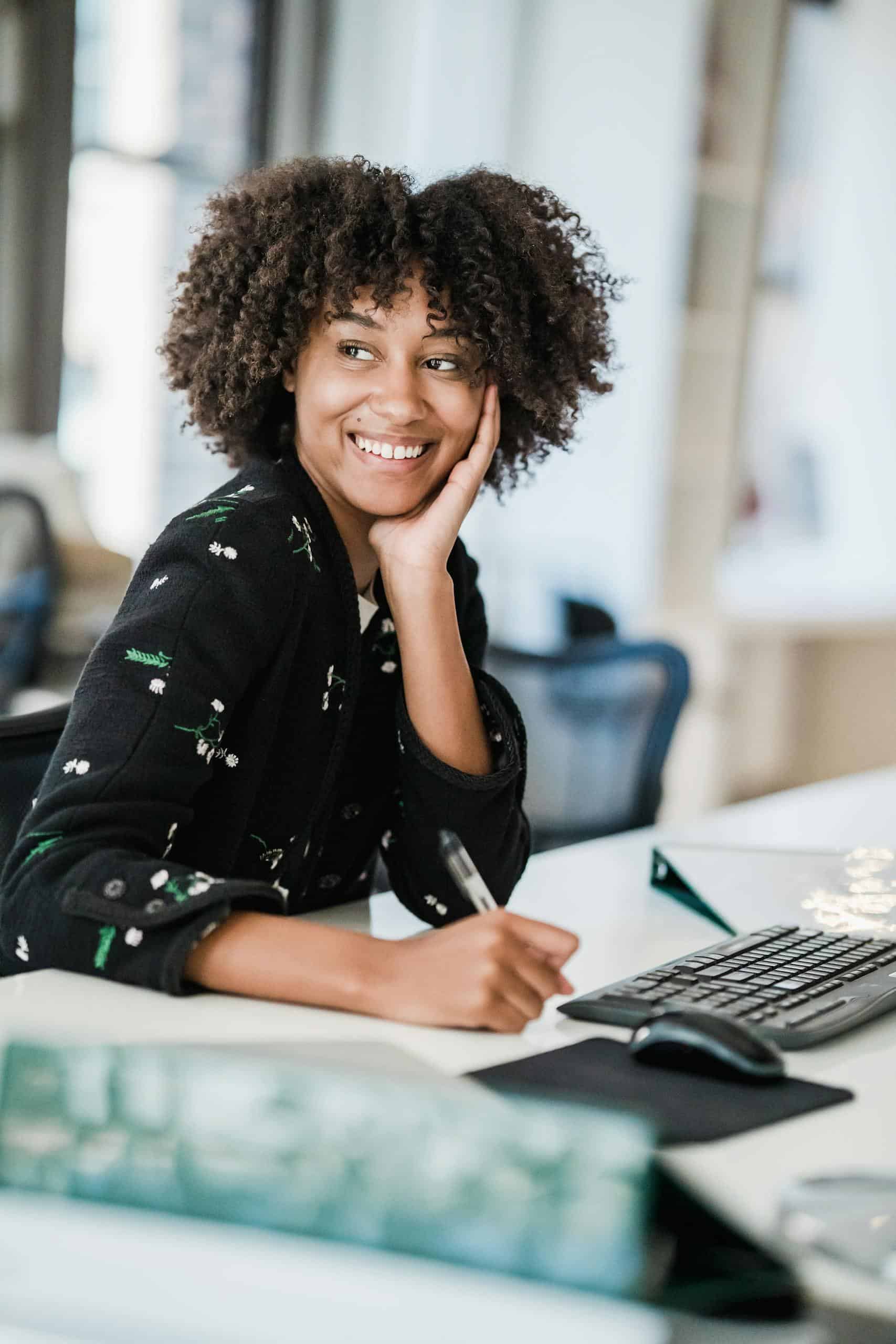 Smiling Woman in Office